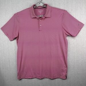 Michael Rouen Performance Polo Shirt Men's XL Red White Striped Golf